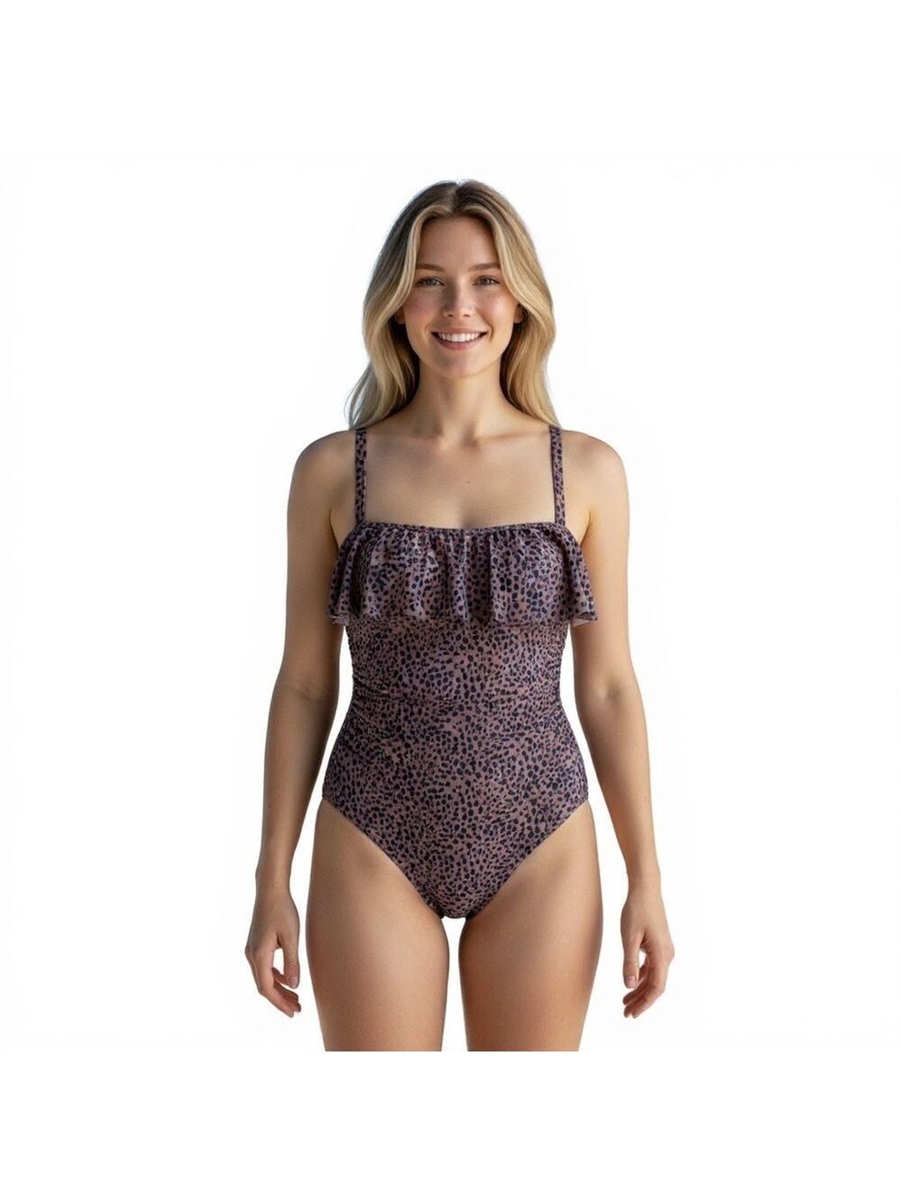 Kona Sol Leopard Print One Piece Swimsuit – Size Small
